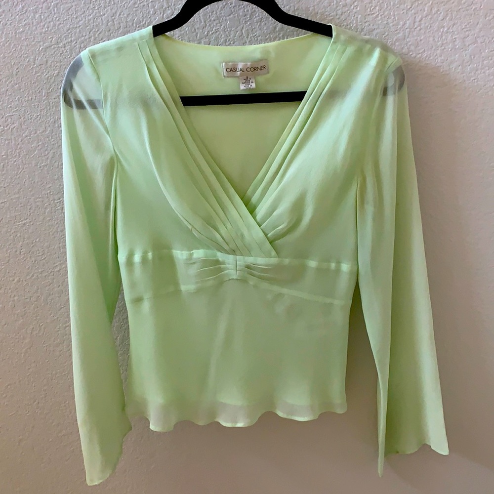 Light green silk blouse